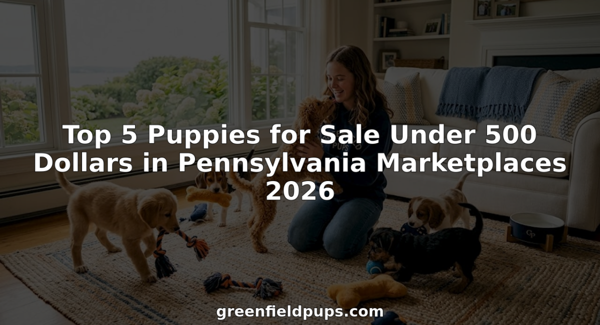 Five puppies play in Pennsylvania living room