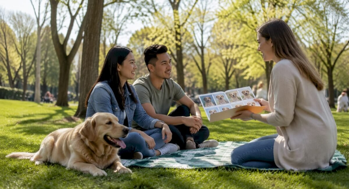 Shelter worker engaging with pet adopters